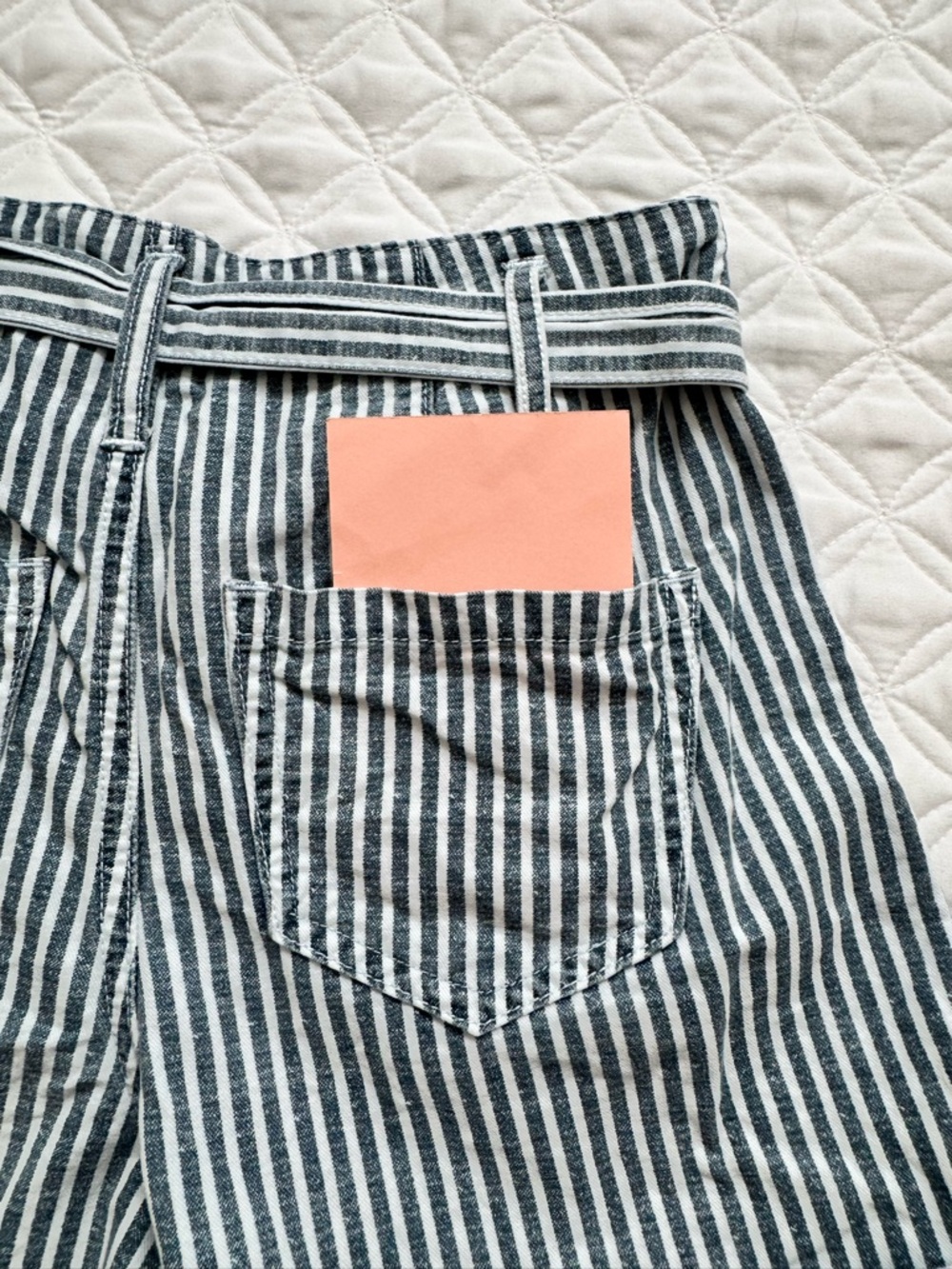 abercrombie kids Blue White Striped Paperbag Waist Belted Shorts Size 11 / 12 - Picture 12 of 15